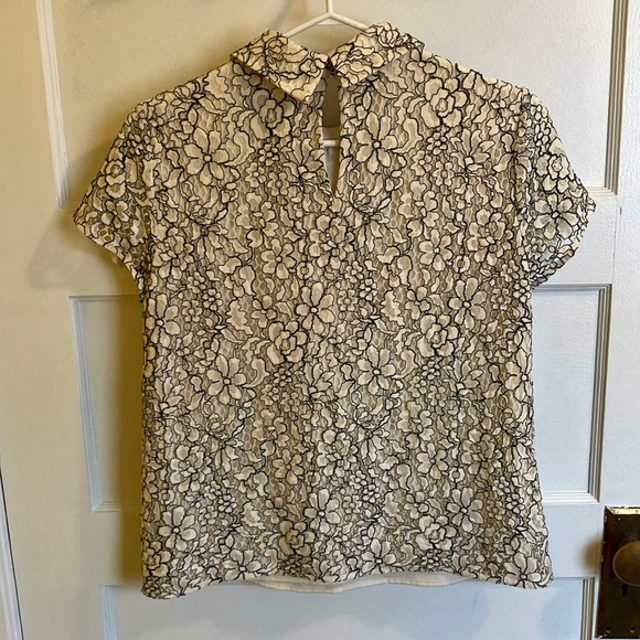 Karl Lagerfeld Lace Overlay Blouse - Picture 3 of 9